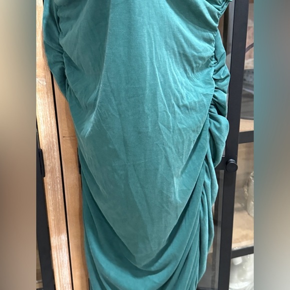Anthropologie maxi dress The Gabbie Strapless Ruched Tube midi Celandine teal - Picture 9 of 13